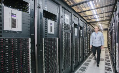 Bunya will be housed in the Polaris Data Centre in Springfield, Queensland A man walks along a corridor in a data centre